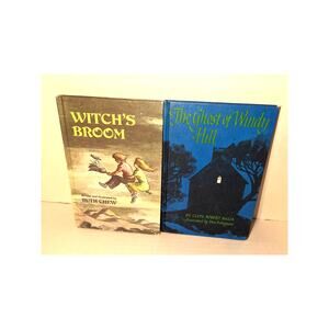 Vintage Witch's Broom & The Ghost of Windy Hill HC Children's Books
